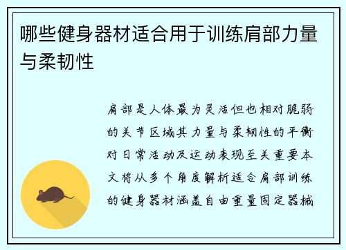 哪些健身器材适合用于训练肩部力量与柔韧性